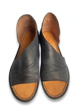 Free People Black Leather Peep-Toe Booties, Cutout Sides, Size 6
